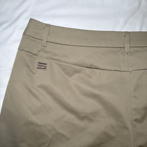 Three Sixty Six Dress Shorts Womens 12 Tan Polyester Flat Front Casual Golf EUC - Picture 10 of 12